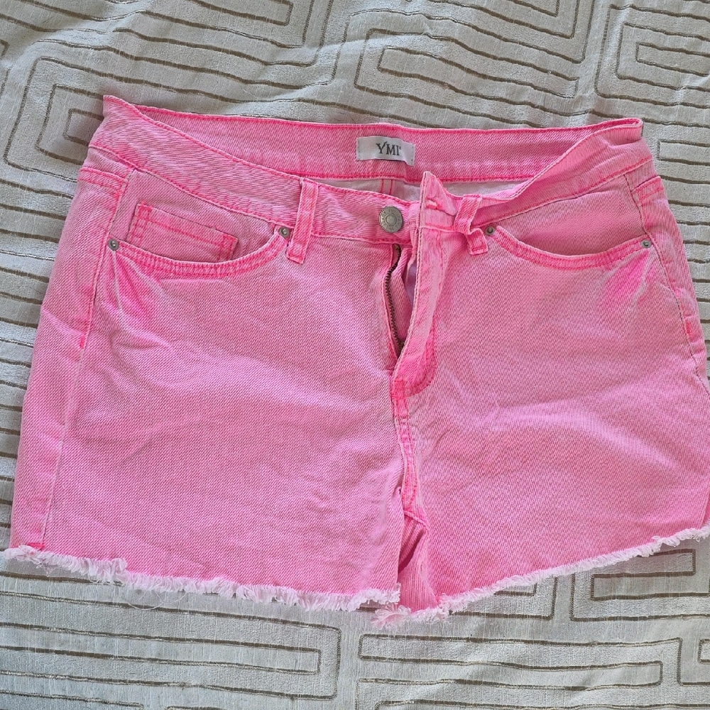YMI Pink Jean Shorts Distressed Cut-Off Style